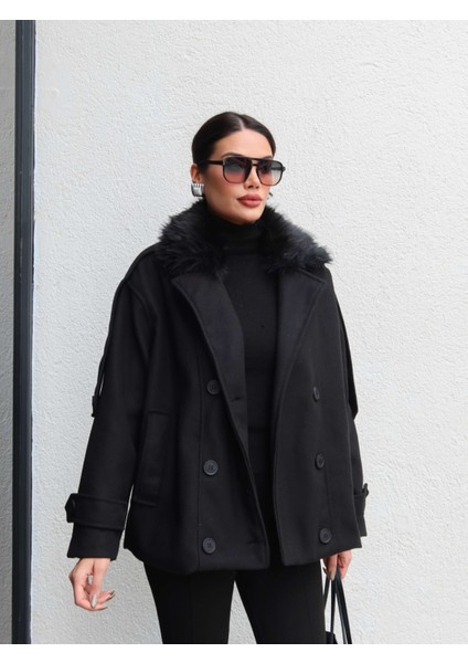 Kürk Yaka Düğmeli Kaşe Ceket fiyatları