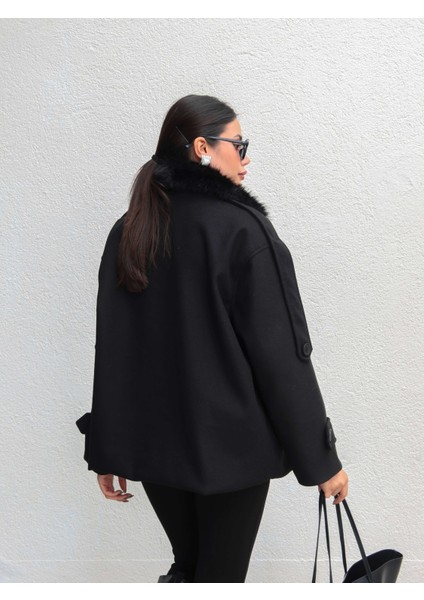 Kürk Yaka Düğmeli Kaşe Ceket fırsatları