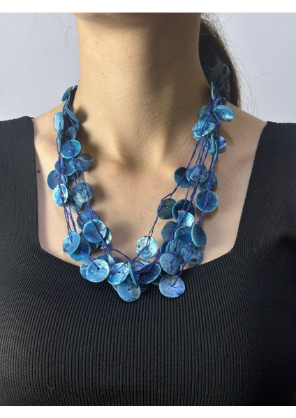 Deniz Kabuğu Mavı Kadın Kolye 24 cm fiyatları