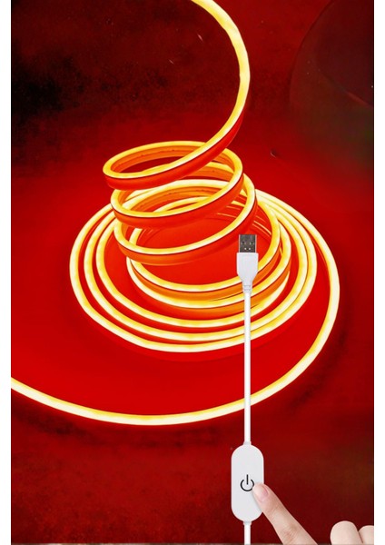 5V USB Neon LED Şerit 5 Metre Turuncu | Silikonlu Su Geçirmez Esnek Aydınlatma