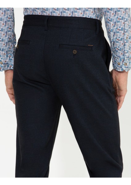 Erkek Lacivert Regular Fit Çizgili Kanvas Pantolon 50259717-VR033
