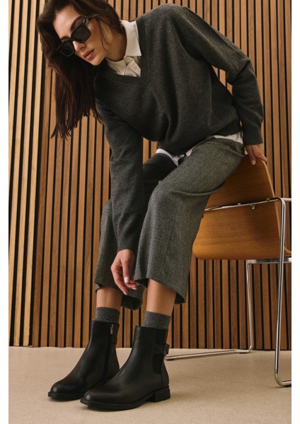 , Kadın Hakiki Deri Bot 1531022Z7614 Siyah