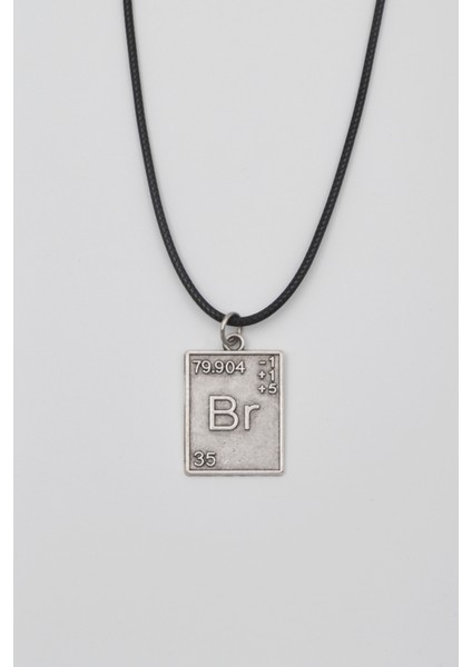 Breaking Bad Br Element Kolye - PU Deri İp Zincirli Unisex Gümüş Kaplama - 60 cm