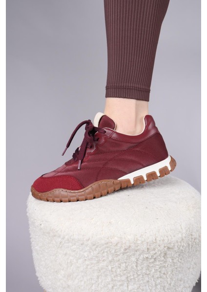 HİMARA Süet-Cilt Garnili Spor Ayakkabı BORDO
