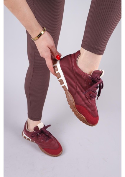 HİMARA Süet-Cilt Garnili Spor Ayakkabı BORDO