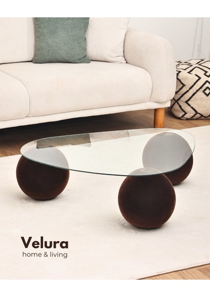 Modern Orta Sehpa & Küre Sehpa & Top Sehpa & Şeffaf Üçgen Cam & Flok (Kadifemsi Top Sehpa) fiyatları