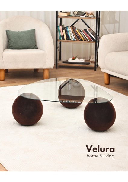 Modern Orta Sehpa & Küre Sehpa & Top Sehpa & Şeffaf Üçgen Cam & Flok (Kadifemsi Top Sehpa) modelleri