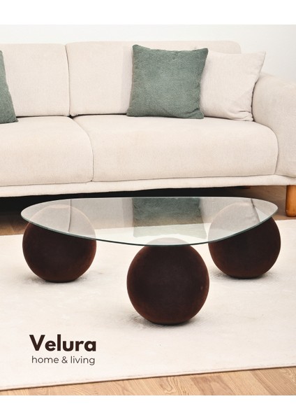 Modern Orta Sehpa & Küre Sehpa & Top Sehpa & Şeffaf Üçgen Cam & Flok (Kadifemsi Top Sehpa) indirimleri