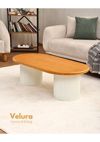 Doğal Meşe Tabla & Bohem Beyaz Ayak - Zag Orta Sehpa