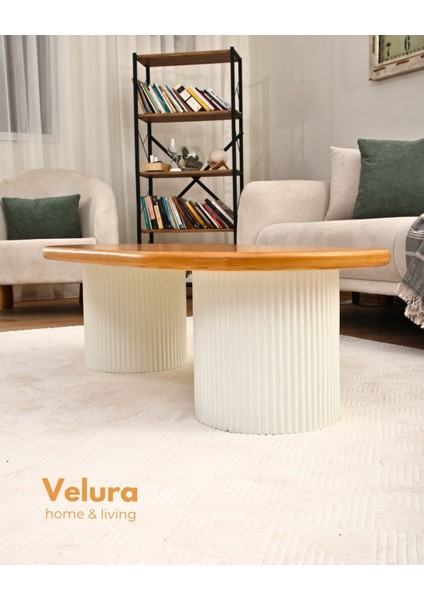 Doğal Meşe Tabla & Bohem Beyaz Ayak - Zag Orta Sehpa indirimleri