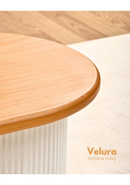 Doğal Meşe Tabla & Bohem Beyaz Ayak - Zag Orta Sehpa