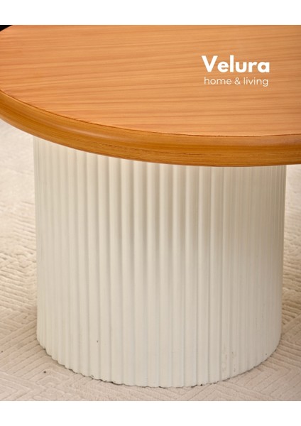 Doğal Meşe Tabla & Bohem Beyaz Ayak - Zag Orta Sehpa