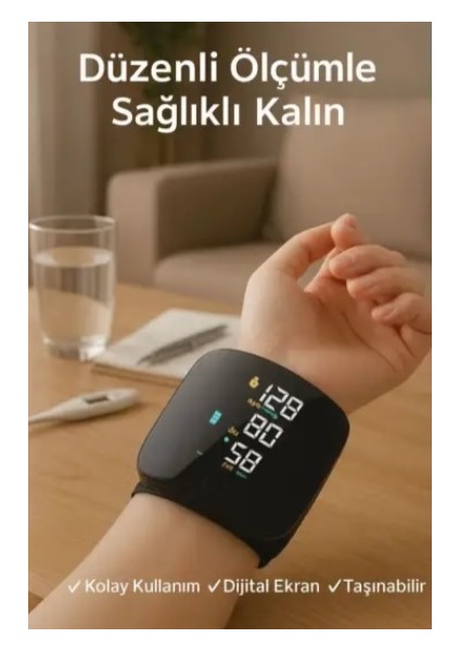 Renkli LCD Ekranlı Bilekten Tansiyon Aleti – Taşınabilir ve Kolay Kullanım Tansiyon Aleti