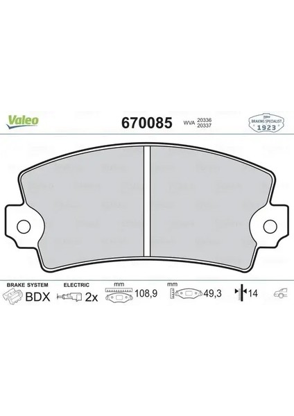 670085 Arka Fren Balatasi 0030666300 0032708200 0032796000