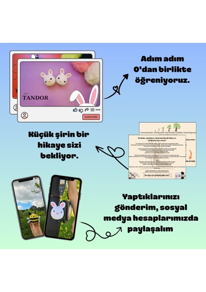 Amigurumi Kiti | Tavşan ve Arı Örgü Seti | Yeni Başlayanlar İçin | Anahtarlık Seçenekli indirimleri