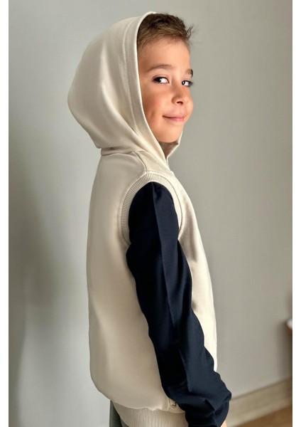 Erkek Çocuk Yelek Harf Nakışlı Fermuarlı 3-8 Yaş, Krem indirimleri