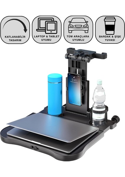 Polham Premium Araç Koltuk Arkası Masa Araç Laptop Standı Araç Yeme Içme Masası Standı Araç Standı
