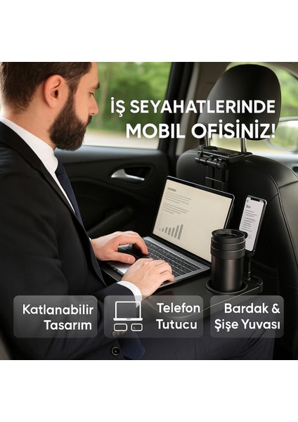 Polham Premium Araç Koltuk Arkası Masa Araç Laptop Standı Araç Yeme Içme Masası Standı Araç Standı fiyatları