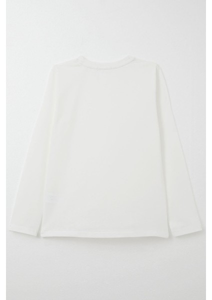 Erkek Çocuk Uzun Kollu Tişört Basic 5-14 Yaş, Ekru