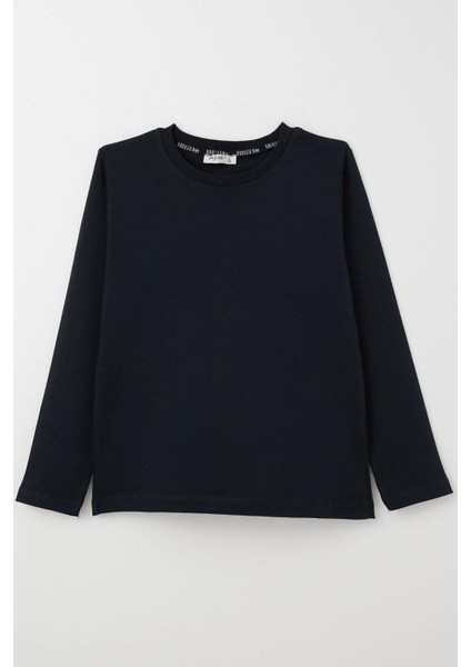 Erkek Çocuk Uzun Kollu Tişört Basic 5-14 Yaş, Lacivert