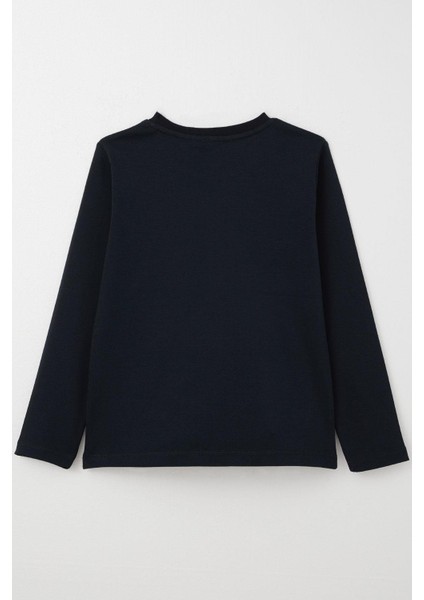 Erkek Çocuk Uzun Kollu Tişört Basic 5-14 Yaş, Lacivert