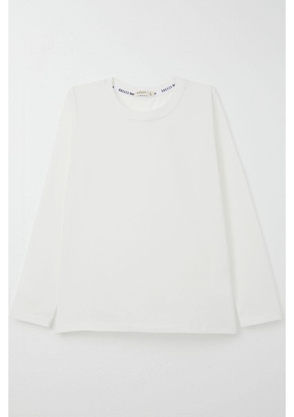 Erkek Çocuk Uzun Kollu Tişört Basic 5-14 Yaş, Ekru