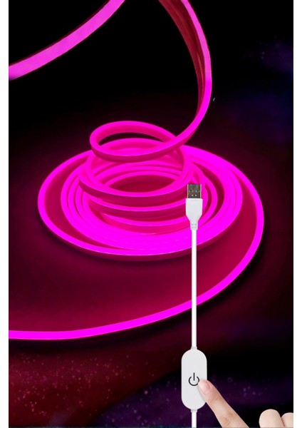 5V USB Neon LED Şerit 5 Metre Pembe | Silikonlu Su Geçirmez Esnek Aydınlatma fiyatları