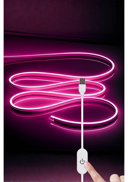 5V USB Neon LED Şerit 5 Metre Pembe | Silikonlu Su Geçirmez Esnek Aydınlatma modelleri