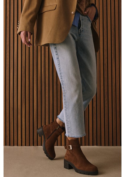 , Kadın Hakiki Deri Bot 1531022Z76942 Tütün