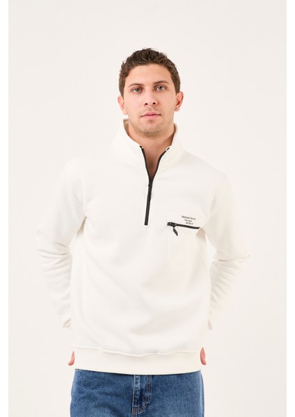 Regular/normal Kesim Dik Yaka Fermuarlı Pamuklu Basic Erkek Sweatshirt -R2617 fiyatları