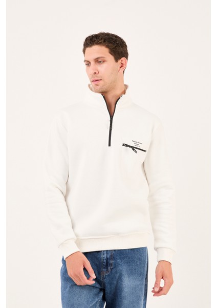 Regular/normal Kesim Dik Yaka Fermuarlı Pamuklu Basic Erkek Sweatshirt -R2617 fırsatları