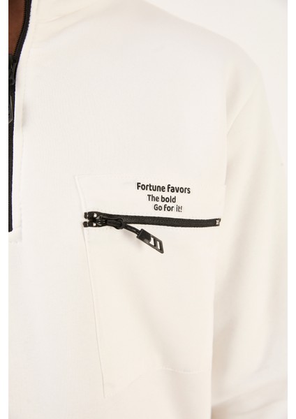 Regular/normal Kesim Dik Yaka Fermuarlı Pamuklu Basic Erkek Sweatshirt -R2617 indirimleri