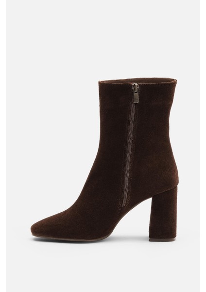 Bestyle Iem Kadın Acı Kahve Süet Gerçek Deri Fermuarlı Topuklu Bot fırsatları