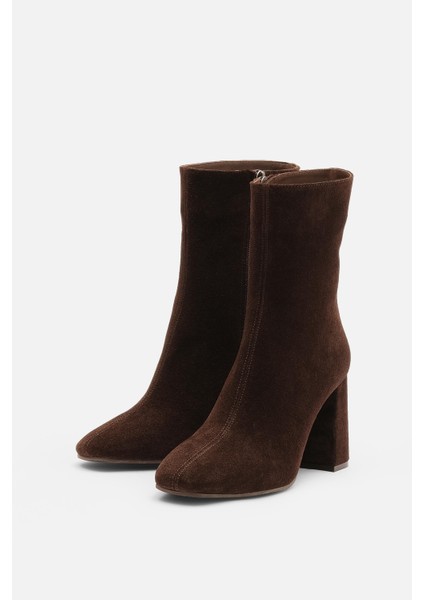 Bestyle Iem Kadın Acı Kahve Süet Gerçek Deri Fermuarlı Topuklu Bot indirimleri
