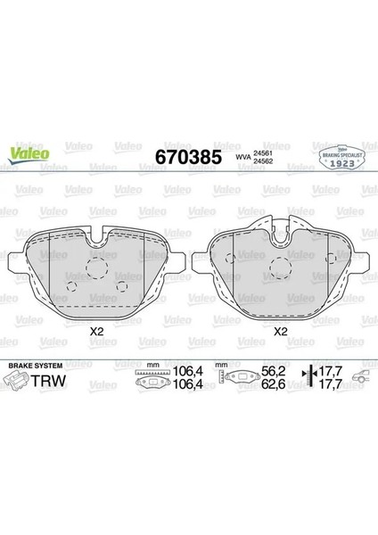 670385 Arka Fren Balatasi 34206877648 34206879857 34212449288