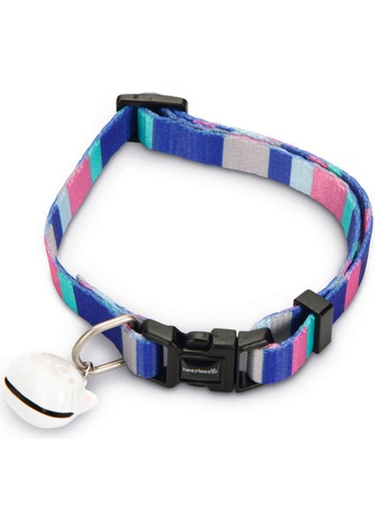 Techmrt Beeztees Kedi Boyun Tasması, Zilli, Renkli Çizgili, 20-30CM