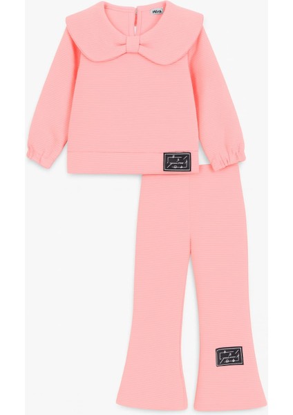 Yaka Fiyonk Detaylı Kız Çocuk Takım Pembe fiyatları