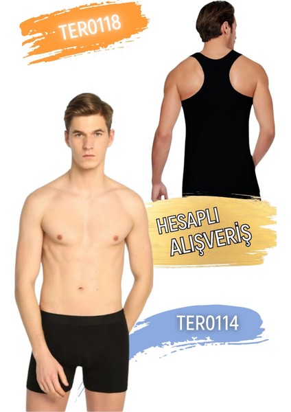 Pamuklu Erkek Spor Atlet ve Likralı Boxer Takım 6'lı Set (12 Parça) TER0118 - TER0114 fırsatları