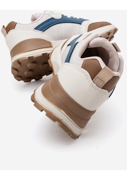 Bağcılklı Kadın Spor Ayakkabı Bej Petrol Taba fırsatları
