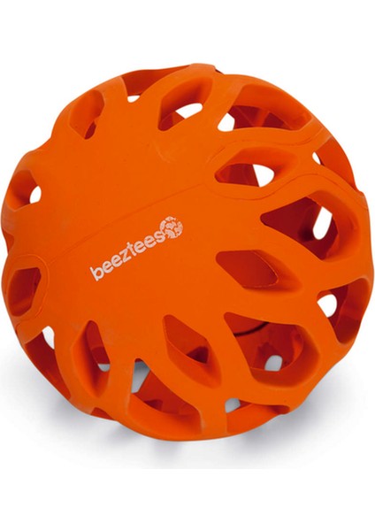 Techmrt Beeztees Köpek Oyuncağı, Delikli Top, Kauçuk, Turuncu, 11CM