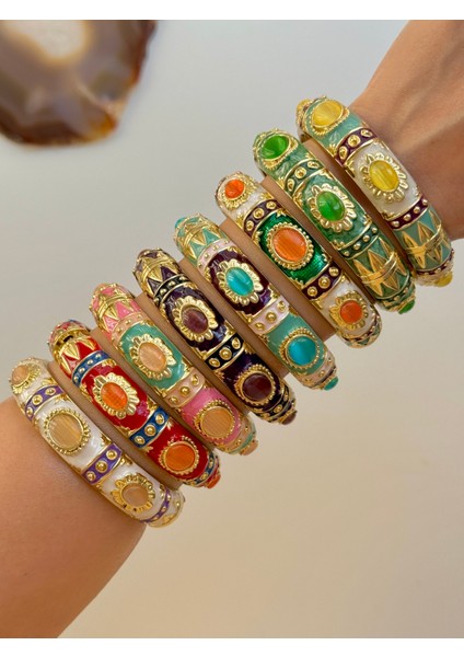 Çelik Mineli Vintage Kalın Kelepçe Bileklik Renk Seçebilirsiniz Tekli Fiyatıdır