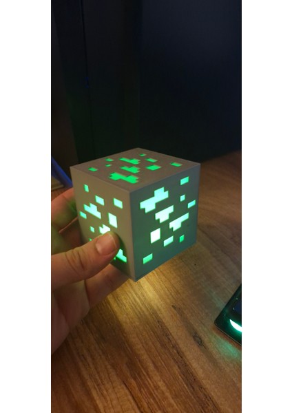 Pilli Işıklı Minecraftt Zümrüt Küp Blok (Yeşil)