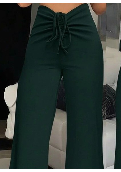 Kadın Yüksek Bel Önden Büzgülü Ispanyol Ithal Krep Pantolon fiyatları