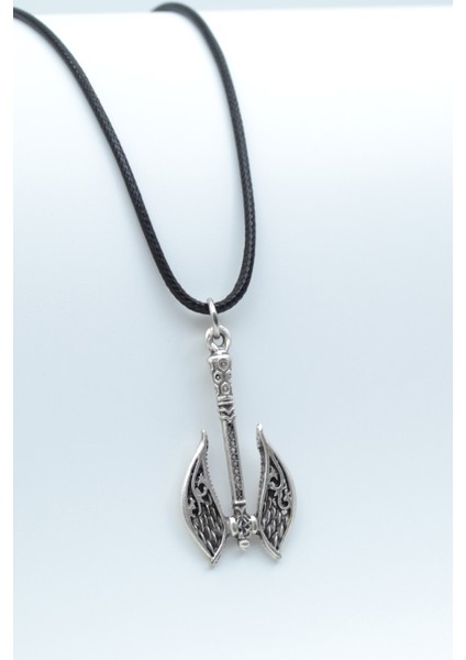 Balta - Axe Gümüş Kaplama Deri Ip Kolye