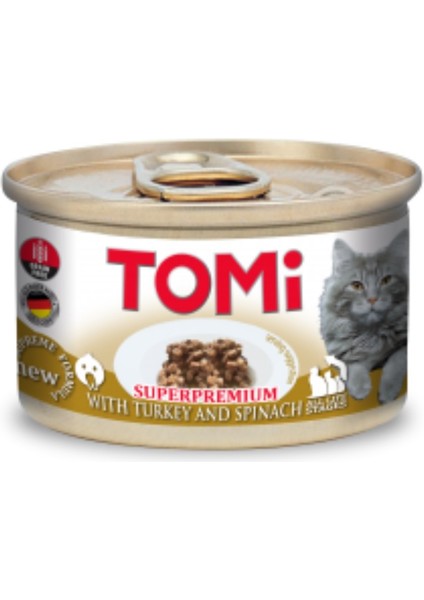 Techmrt Tomi Kedi Hindili Ispanaklı Yaş Mama 85G