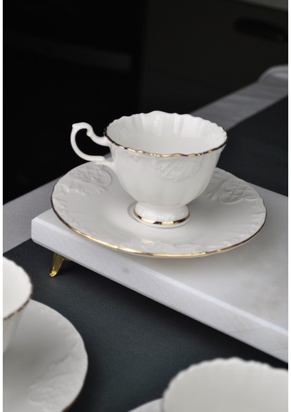 6 Kişilik Porselen Kahve Fincanı Seti Gold Yaldızlı Kahve Fincan Takımı- Rosemary 90ML modelleri