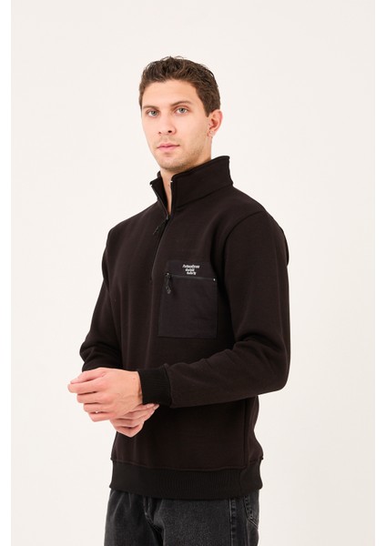 Regular/normal Kesim Dik Yaka Fermuarlı Pamuklu Basic Erkek Sweatshirt -R2617 fırsatları