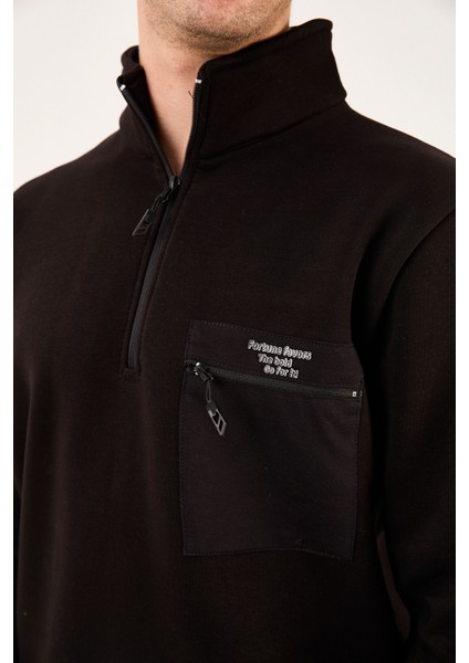 Regular/normal Kesim Dik Yaka Fermuarlı Pamuklu Basic Erkek Sweatshirt -R2617 indirimleri