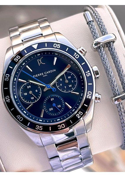 Italyan Tasarım Bileklik Hediyeli Çelik Kasa ve Kordon 3 Atm Erkek Kol Saati PC.1004.MS1