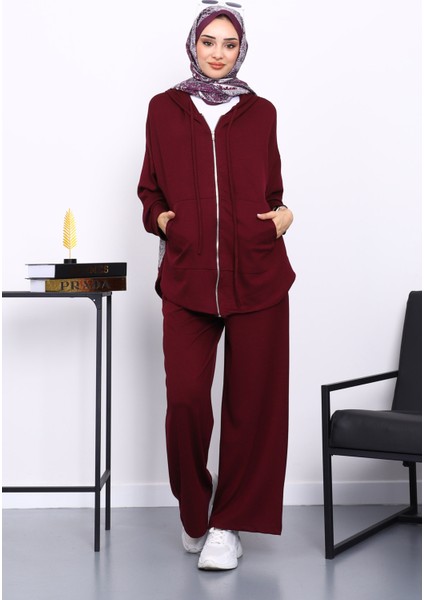 Mürdüm Önü Kısa Arkası Uzun Tunik Pantolonlu Takım